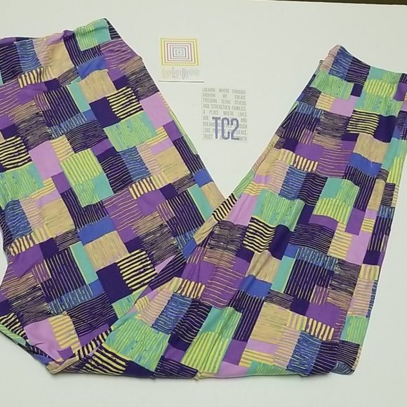 LuLaRoe Pants - Lularoe Purple Patchwork Leggings TC2